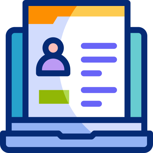 Graphic of laptop screen and team member record, to represent healthcare staff scheduling software.