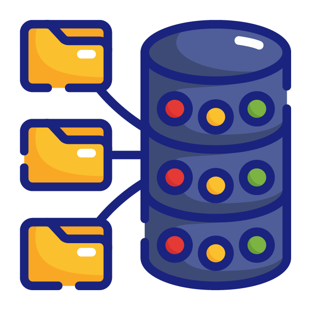 Small graphic showing a server with folder coming from it, to represent scalable solutions.