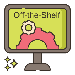 Graphic of a computer monitor to represent off-the-shelf software.