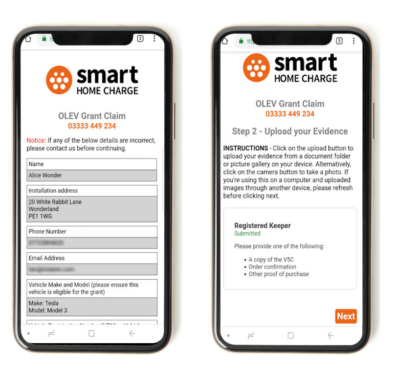 Mobile phone showing screen for a custom software web portal.