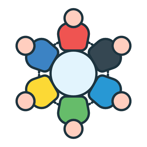 Graphic showing HR team sat round a round table.