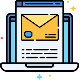 Graphic showing laptop with email, to represent email marketing.