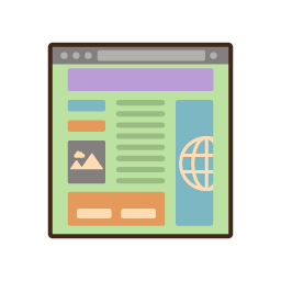 Graphic of web browser screen, to represent web-based application software, browser compatibility.