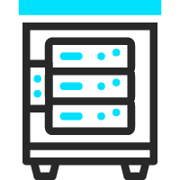 Graphic of a stack of servers to represent hosting a web application on  shared hosting.