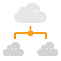 Graphic of networked clouds, to represent Severless Approach