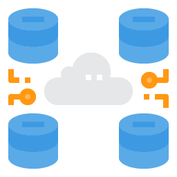 Graphic of databases around a cloud, to represent database strategies.