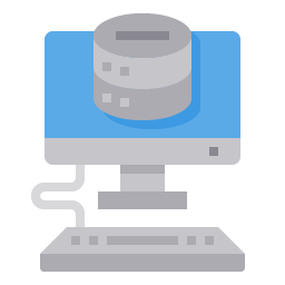 Graphic of monitor with a database on it, to represent a custom monolith system.