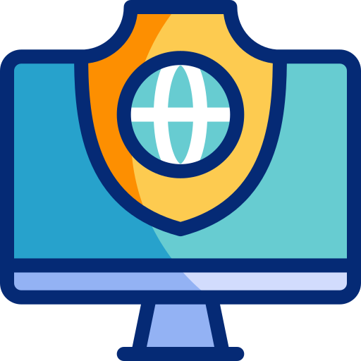 Graphic of computer screen with a shield to represent access control.