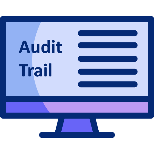 Graphic of computer screen with an audit trail.