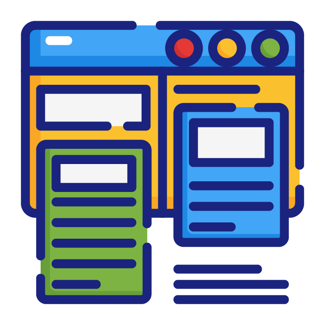 Small graphic of computer screen and code windows.
