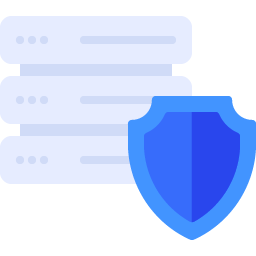 Blue icon with server and shield