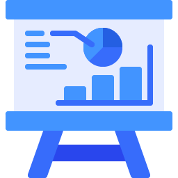 Blue icon with presentation board.