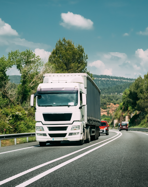 Photo of a lorry on a motorway.