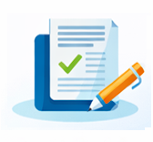 Icon showing a pen and document to sign.