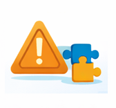 Icon showing a warning and jigsaw.